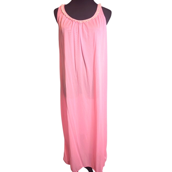 Vintage Ruffle Bubblegum Pink Slip Dress - Picture 2 of 5